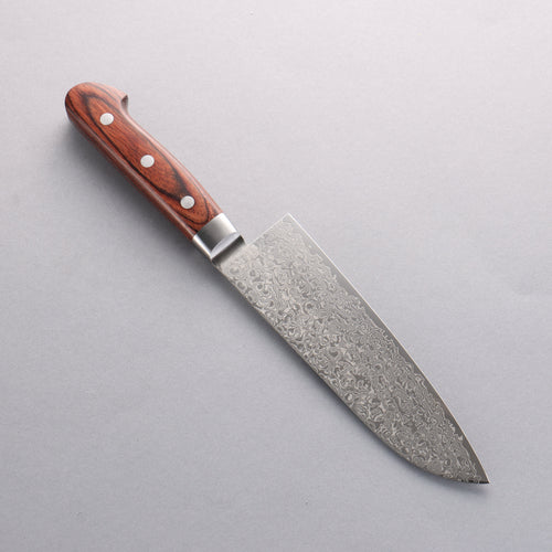 Seisuke Mokusei ZA-18 Finition miroir Damas Santoku 170mm Bois de Pakka marron Manipuler - japanny-FR