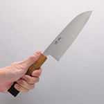 Seisuke AUS8 Coreless Santoku 180mm Manipuler Chêne brûlé - japanny-FR