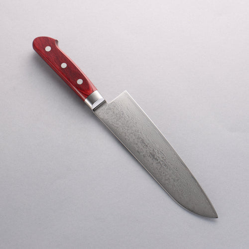 Seisuke VG10 33couche Finition miroir Damas Santoku 180mm Bois de pakka rouge Manipuler - japanny-FR