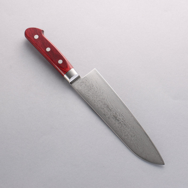 Seisuke VG10 33couche Finition miroir Damas Santoku 180mm Bois de pakka rouge Manipuler - japanny-FR