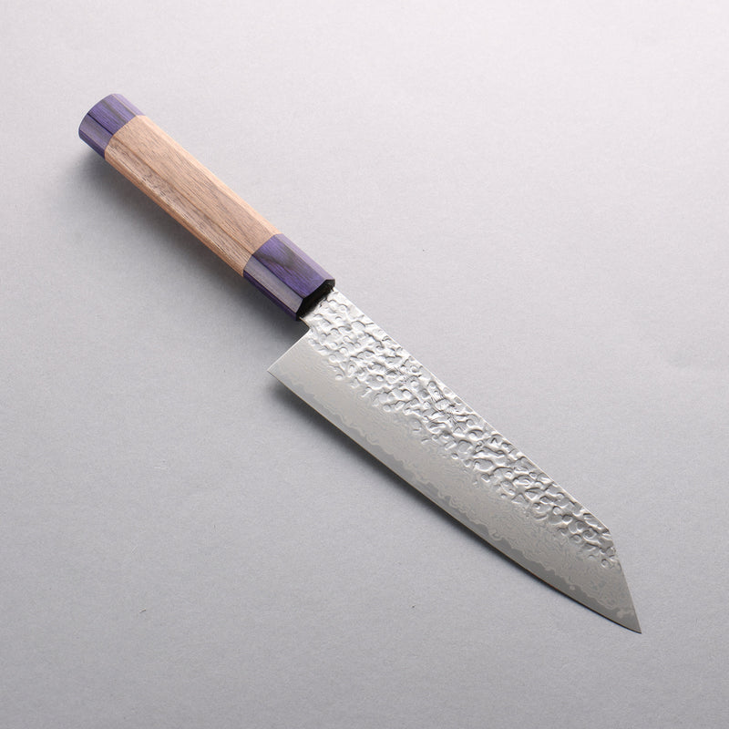 Seisuke Acier argenté NO.3 Damaacus martelé Bunka 180mm Manipuler Noix(double bague bleu ) - japanny-FR