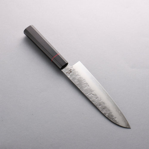 Higuchi Acier argenté NO.3 Nashiji Santoku 180mm Manipuler Bois de pakka noir - japanny-FR