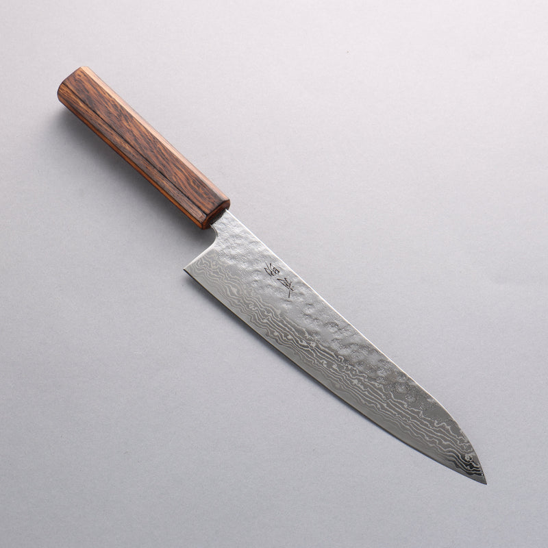 Seisuke Acier Inoxydable 440C Damaacus martelé Migaki Terminé Gyuto 210mm Manipuler Chêne - japanny-FR