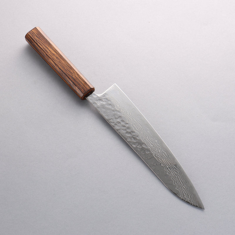 Seisuke Acier Inoxydable 440C Damaacus martelé Migaki Terminé Gyuto 210mm Manipuler Chêne - japanny-FR