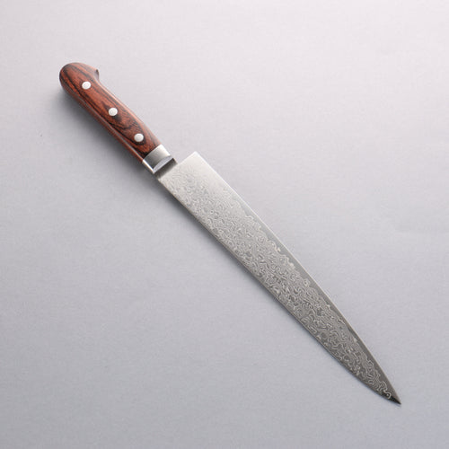 Seisuke Mokusei ZA-18 Finition miroir Damas Sujihiki 240mm Bois de Pakka marron Manipuler - japanny-FR