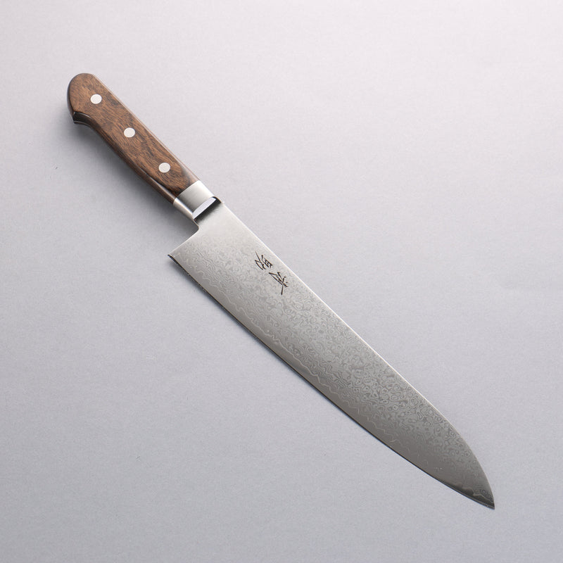 Seisuke VG10 33-Couches Finition miroir Damas Gyuto 240mm Bois de Pakka marron Manipuler - japanny-FR