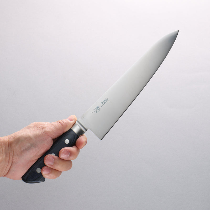 Seisuke Seiten Molybdene Gyuto 210mm Manipuler bleu marine de pakka noir - japanny-FR