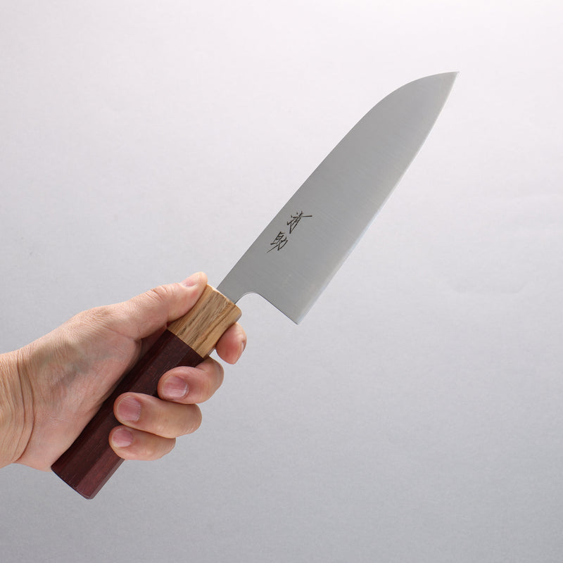 Seisuke Acier Inoxydable 440C Santoku 165mm Manipuler bois de coeur violet (férule: Chêne) - japanny-FR