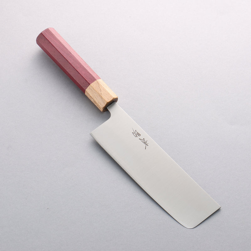 Seisuke Acier Inoxydable 440C Nakiri 165mm Manipuler bois de coeur violet (férule: Chêne) - japanny-FR