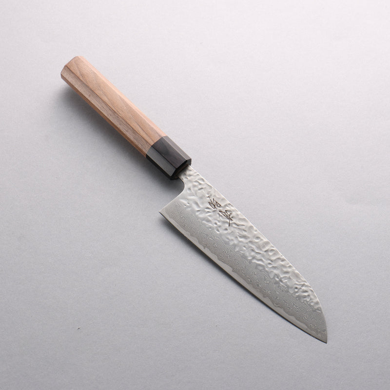 Seisuke AUS10 Damaacus martelé Santoku 165mm Manipuler Noix - japanny-FR