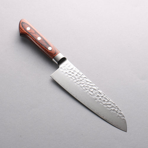 Seisuke VG10 33-Couches Damaacus martelé Santoku 170mm Manipuler Acajou - japanny-FR