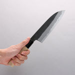 Kikuzuki Acier Blanc No.2 Finition noire Santoku 180mm Magnolia Manipuler - japanny-FR