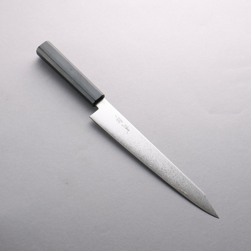 Seisuke VG10 Damas Kiritsuke Sujihiki 240mm Manipuler Chêne (teint indigo) - japanny-FR