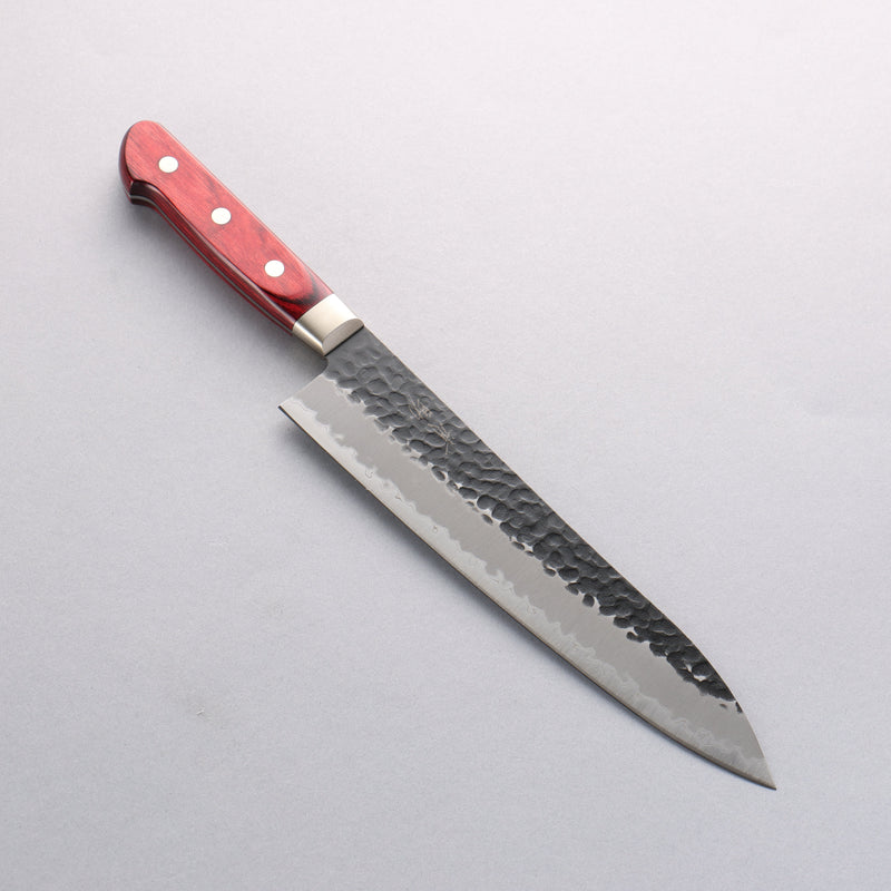 Seisuke Kurobeni Super Bleu Martelé Kurouchi Gyuto 210mm Bois de pakka rouge Manipuler - japanny-FR