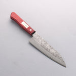 Seisuke Super Bleu Martelé Santoku 165mm Bois de pakka rouge Manipuler - japanny-FR