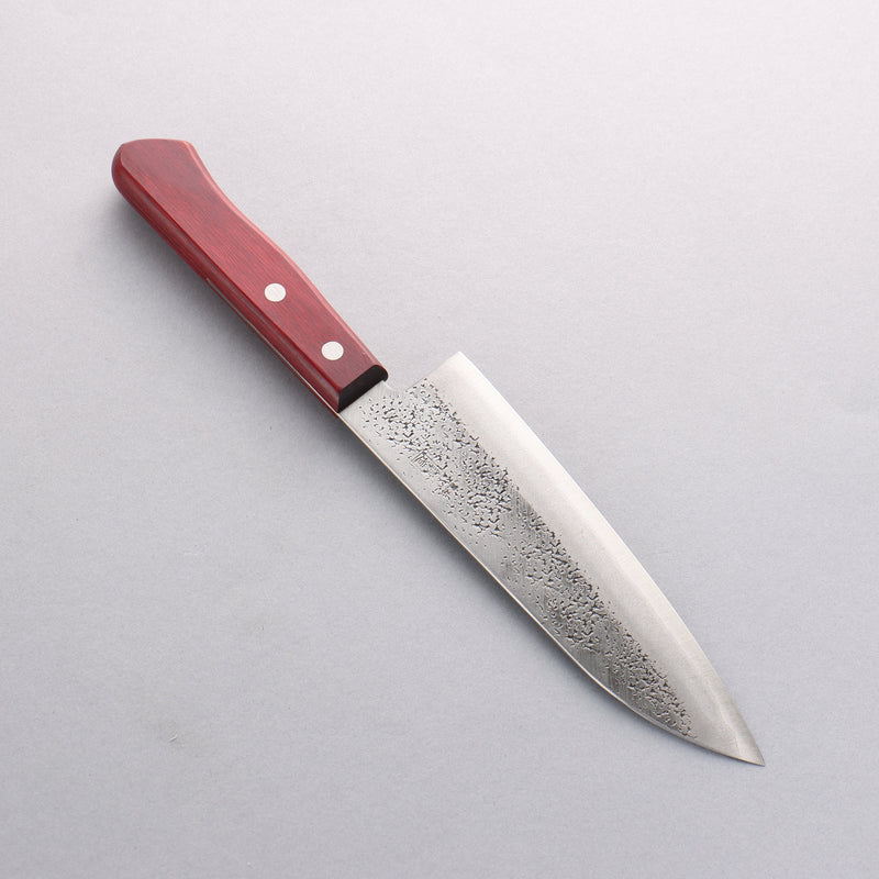 Seisuke Super Bleu Martelé Santoku 165mm Bois de pakka rouge Manipuler - japanny-FR