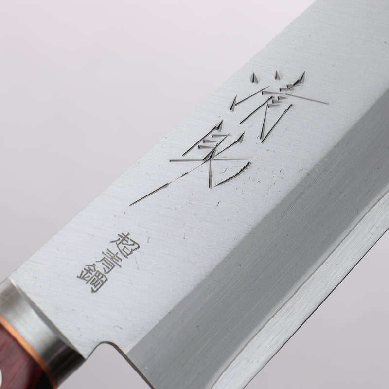 Seisuke Super Bleu Migaki Terminé Santoku 170mm Bois de pakka rouge et noir Manipuler - japanny-FR