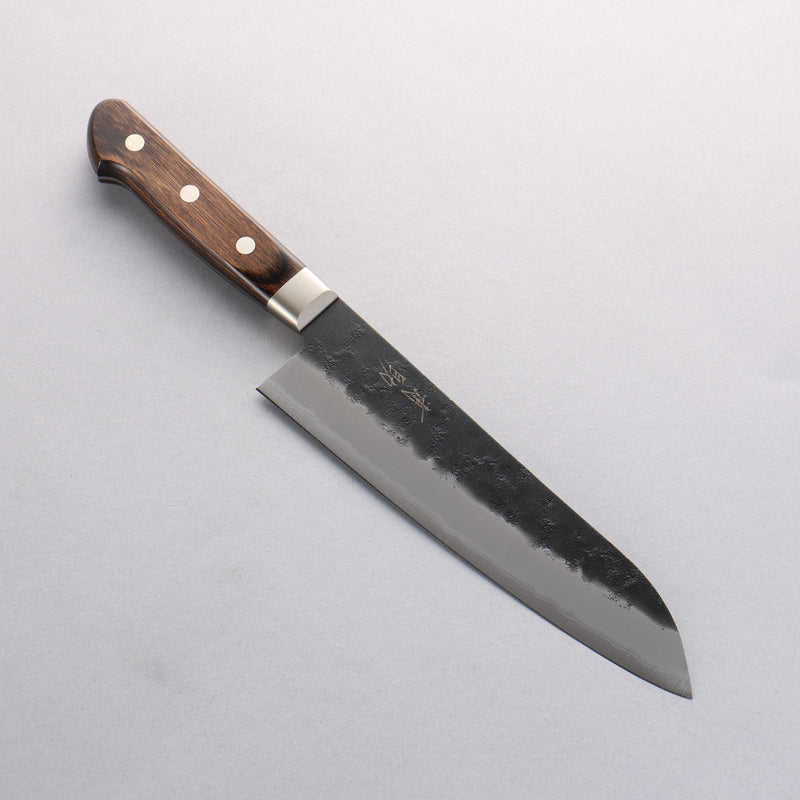 Seisuke Super Bleu Noir Santoku 180mm Bois de Pakka marron Manipuler - japanny-FR