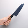 Seisuke Acier SK-85 Ion plating Kiritsuke Santoku 180mm Teck (virole : Plastique noire) Manipuler - japanny-FR