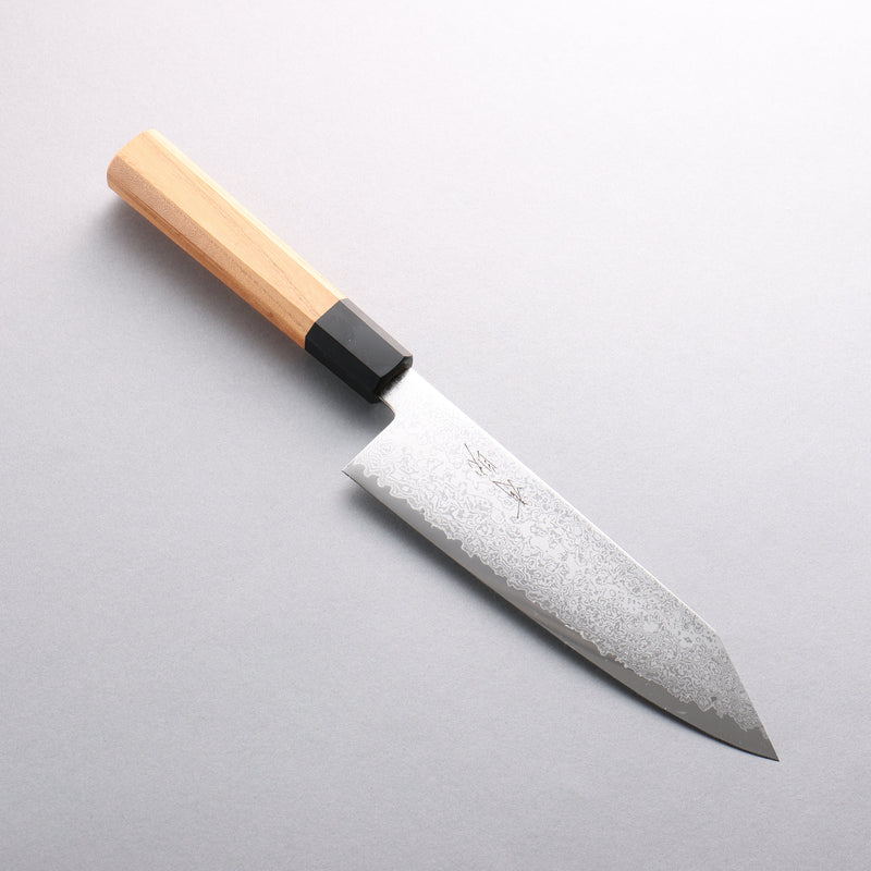 Seisuke VG10 Damas Kiritsuke Santoku 180mm Manipuler Keyaki (Orme Japonais) - japanny-FR