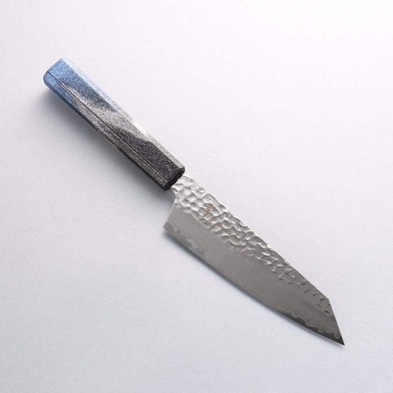 Sakai Takayuki Rinnou VG10 33-Couches Damas Kengata Santoku Couteau Japonais 160mm Laqué bleu Manipuler - japanny-FR