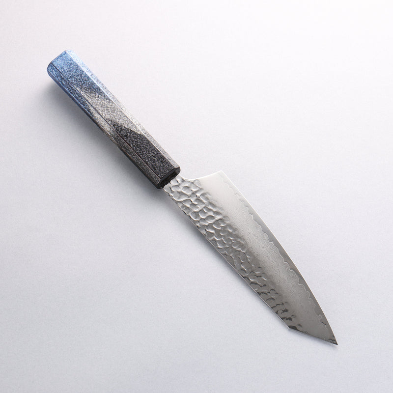 Sakai Takayuki Rinnou VG10 33-Couches Damas Kengata Santoku Couteau Japonais 160mm Laqué bleu Manipuler - japanny-FR