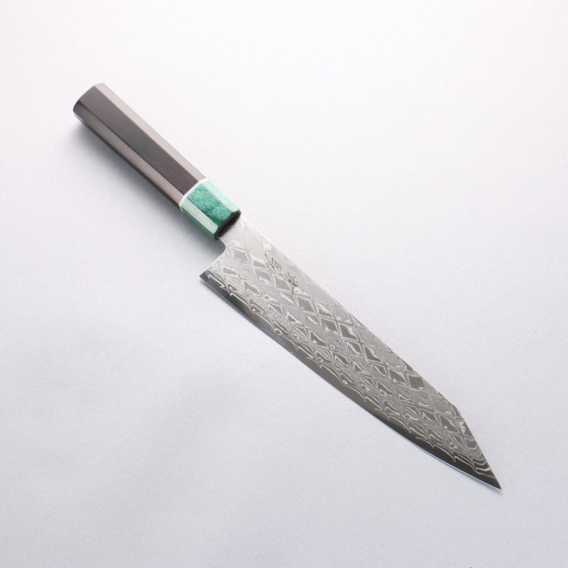 Seisuke AUS10 Miroir Croisé Kirituke Gyuto 210mm Manipuler Bois de pakka noir(férule:Bois de Pakka vert) - japanny-FR