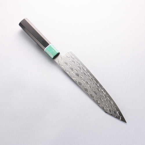 Seisuke AUS10 Miroir Croisé Kirituke Gyuto 210mm Manipuler Bois de pakka noir(férule:Bois de Pakka vert) - japanny-FR