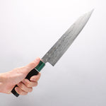 Seisuke AUS10 Miroir Croisé Kirituke Gyuto 210mm Manipuler Bois de pakka noir(férule:Bois de Pakka vert) - japanny-FR