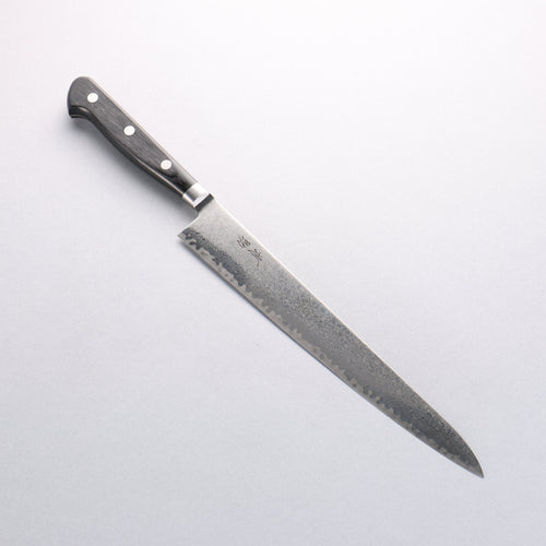 Seisuke Kagami2 AUS10 Finition miroir Damas Sujihiki 240mm Bois de pakka noir Manipuler - japanny-FR