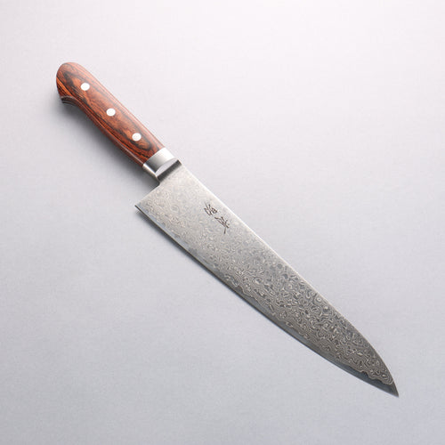 Seisuke Mokusei ZA-18 Finition miroir Damas Gyuto 240mm Bois de Pakka marron Manipuler - japanny-FR