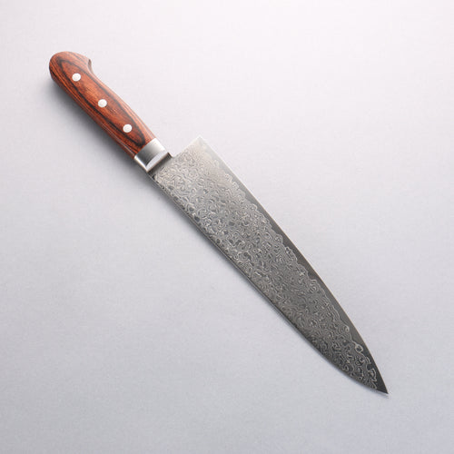 Seisuke Mokusei ZA-18 Finition miroir Damas Gyuto 240mm Bois de Pakka marron Manipuler - japanny-FR