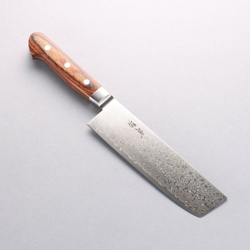 Seisuke Mokusei ZA-18 Finition miroir Damas Nakiri 165mm Bois de Pakka marron Manipuler - japanny-FR