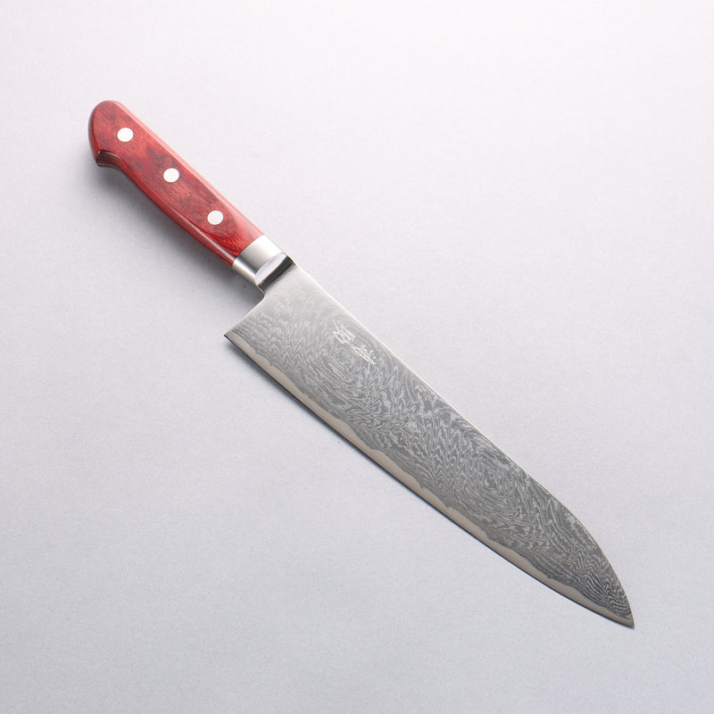 Seisuke Nami AUS10 Finition miroir Damas Gyuto 210mm Bois de pakka rouge Manipuler - japanny-FR