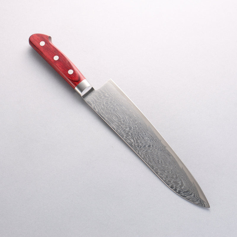 Seisuke Nami AUS10 Finition miroir Damas Gyuto 210mm Bois de pakka rouge Manipuler - japanny-FR