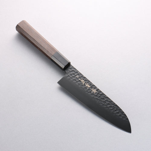 Sakai Takayuki Kurokage VG10 Martelé Revêtement en téflon Kiritsuke Santoku 160mm Chêne brûlé Manipuler - japanny-FR