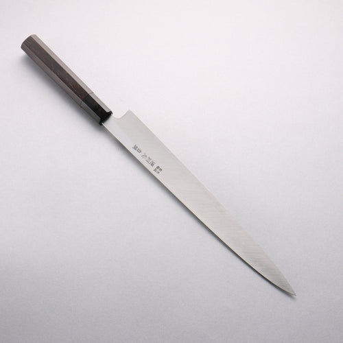 Minamoto Akitada Acier Blanc No.2 Yanagiba 300mm Manipuler Bois d'ébène - japanny-FR