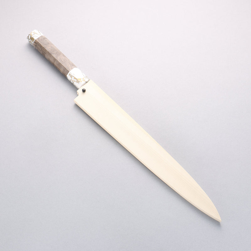 Sakai Takayuki Série Chef Acier argenté NO.3 Yanagiba 270mm Bois stabilisé (Virole blanche et embout) Manipuler avec Gaine - japanny-FR