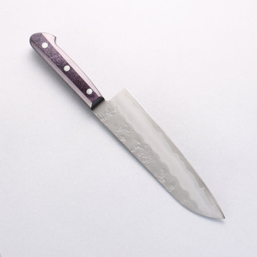 Oul Acier argenté NO.3 Nashiji Santoku 180mm Manipuler Bois de Pakka Purple - japanny-FR