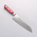 Seisuke Nami AUS10 Finition miroir Damas Santoku 180mm Manipuler Bois de pakka rouge - japanny-FR