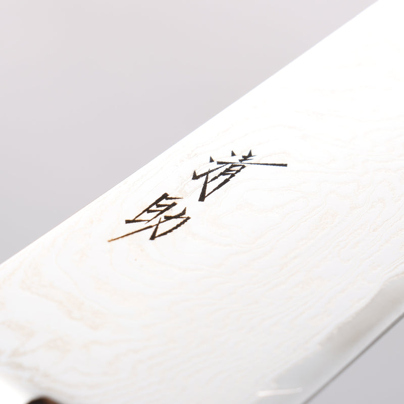 Seisuke Nami AUS10 Finition miroir Damas Santoku 180mm Manipuler Bois de pakka rouge - japanny-FR