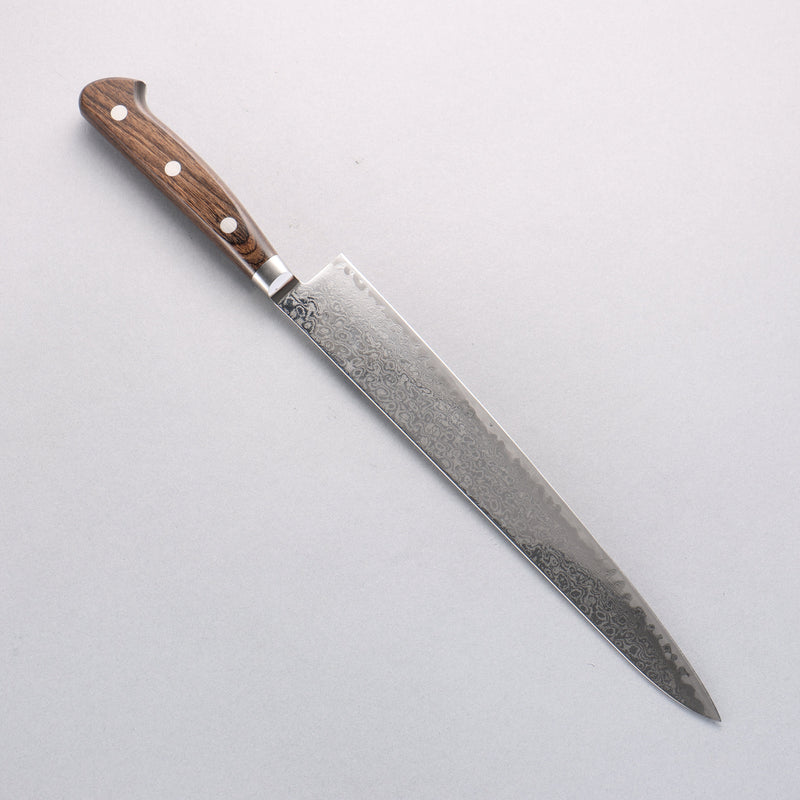 Seisuke Kagami2 AUS10 Finition miroir Damas Sujihiki 240mm Bois de Pakka marron Manipuler - japanny-FR