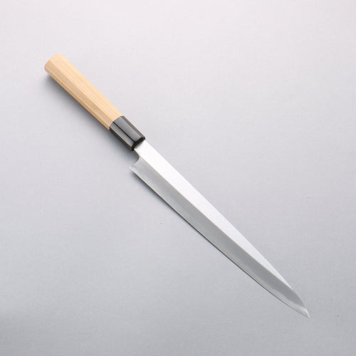 Minamoto Akitada Acier Bleu No.2 Yanagiba 240mm Manipuler Magnolia (férule: Corne de buffle d'eau) - japanny-FR