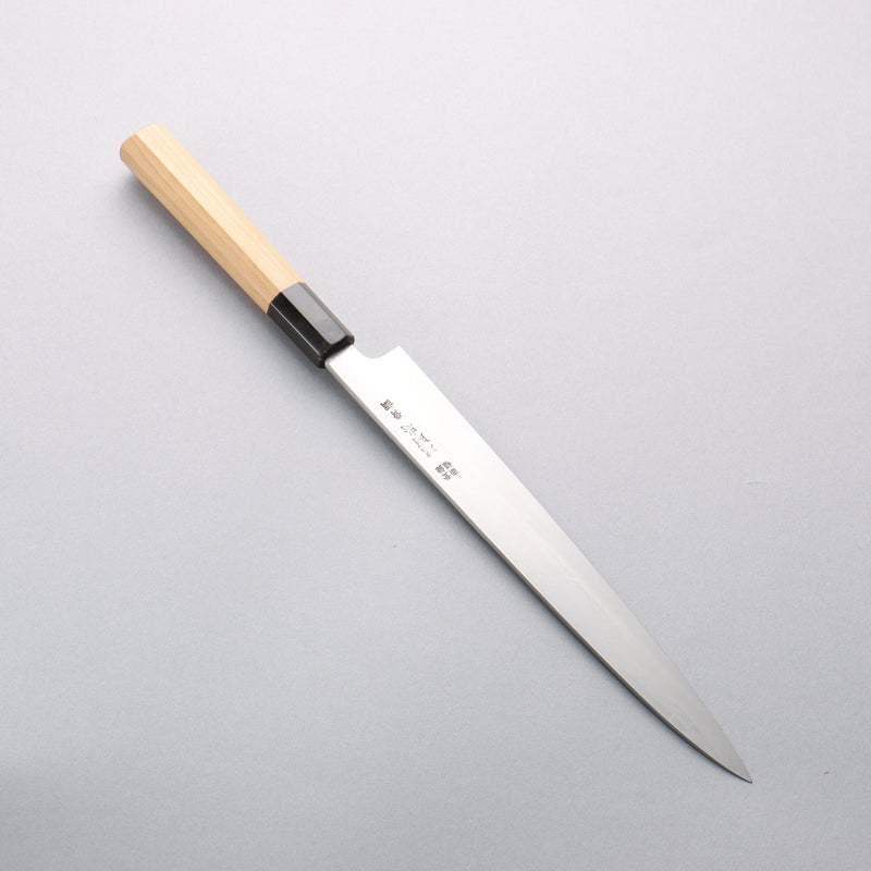 Minamoto Akitada Acier Bleu No.2 Yanagiba 240mm Manipuler Magnolia (férule: Corne de buffle d'eau) - japanny-FR