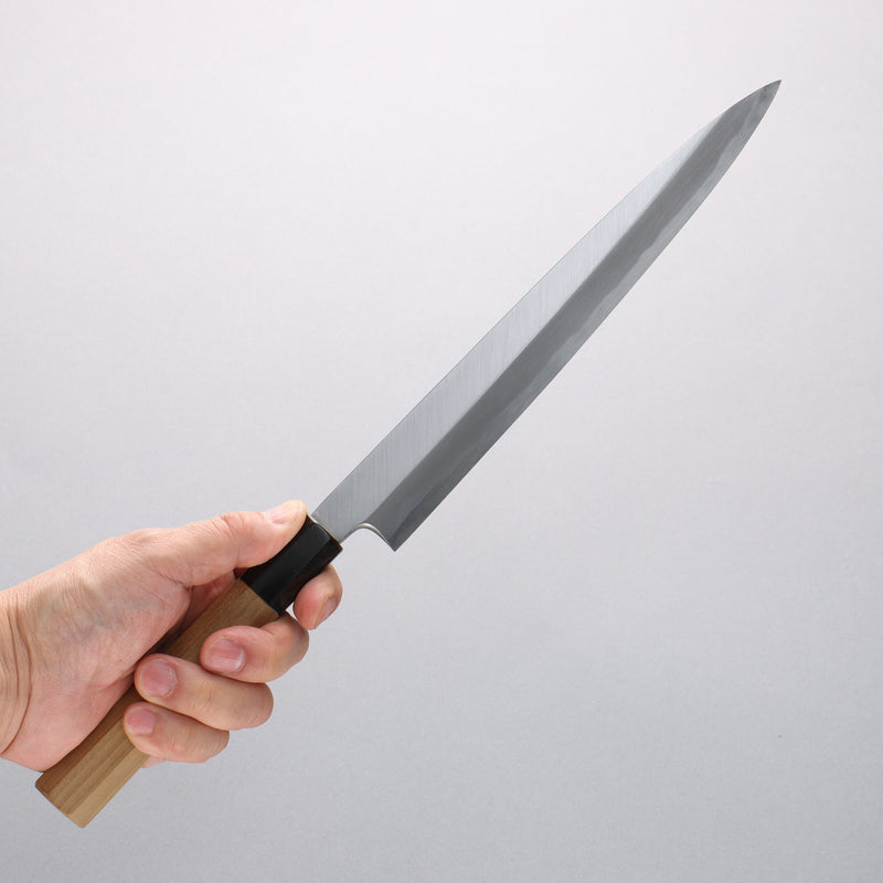 Minamoto Akitada Acier Bleu No.2 Yanagiba 240mm Manipuler Magnolia (férule: Corne de buffle d'eau) - japanny-FR