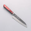 Seisuke Super Bleu Migaki Terminé Petit Santoku 140mm Manipuler Bois de pakka rouge et noir - japanny-FR