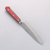 Seisuke Super Bleu Migaki Terminé Petit Santoku 140mm Manipuler Bois de pakka rouge et noir - japanny-FR