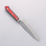 Seisuke Super Bleu Migaki Terminé Petit Santoku 140mm Manipuler Bois de pakka rouge et noir - japanny-FR