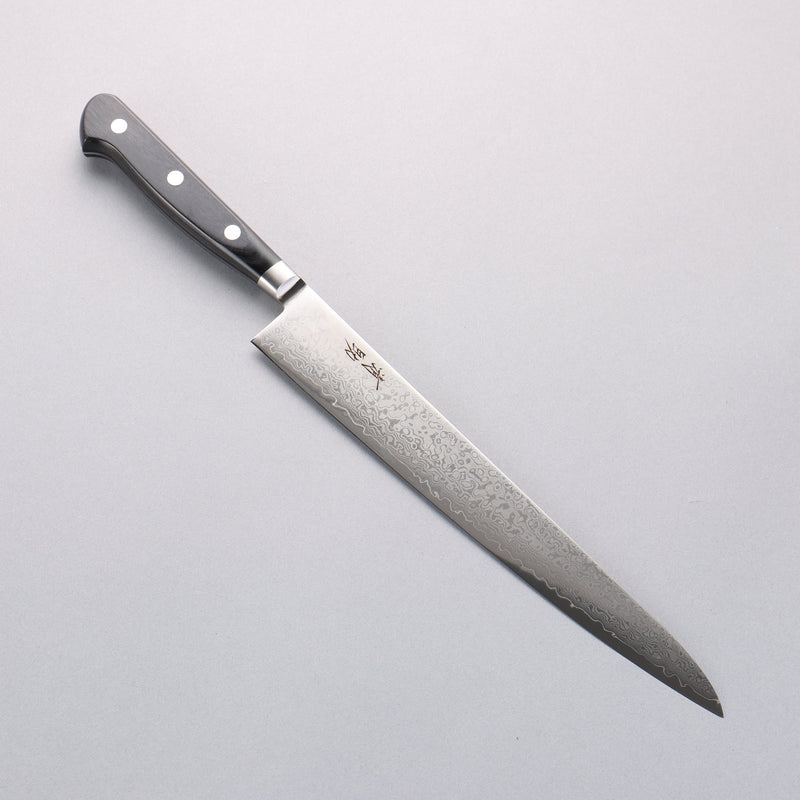Seisuke VG10 33-Couches Finition miroir Damas Sujihiki 240mm Manipuler Bois de pakka noir - japanny-FR