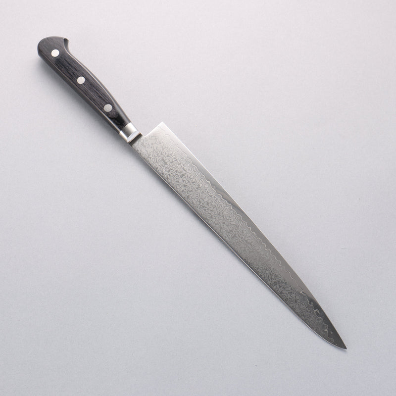 Seisuke VG10 33-Couches Finition miroir Damas Sujihiki 240mm Manipuler Bois de pakka noir - japanny-FR